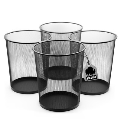 4x Papierkorb Büro Mülleimer Büro schwarz 20L Metall Trash Can Büro Mülleimer