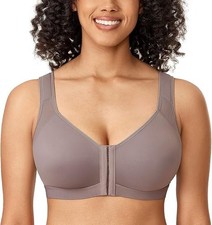 Delimira CLOUD GRAY Front Closure Posture Back Full Coverage Bra, US 34B, UK 34B