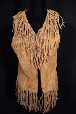 Vintage 1970's Brown Suede Fringe Vest Size Small Excellent Condition