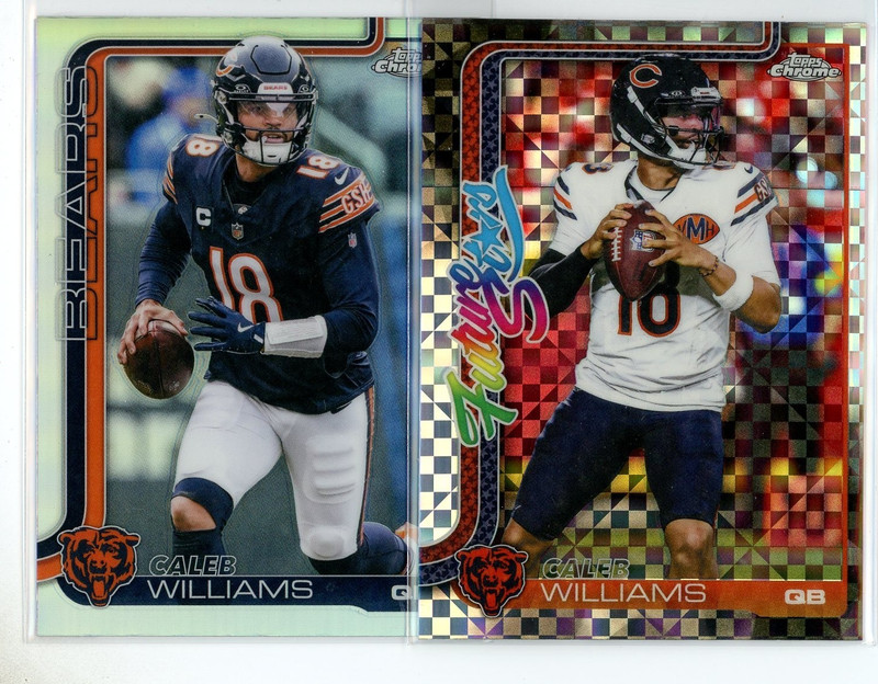 2025 Topps Chrome Caleb Williams 2 Card Lot Refractor/X-Fractor (JL)