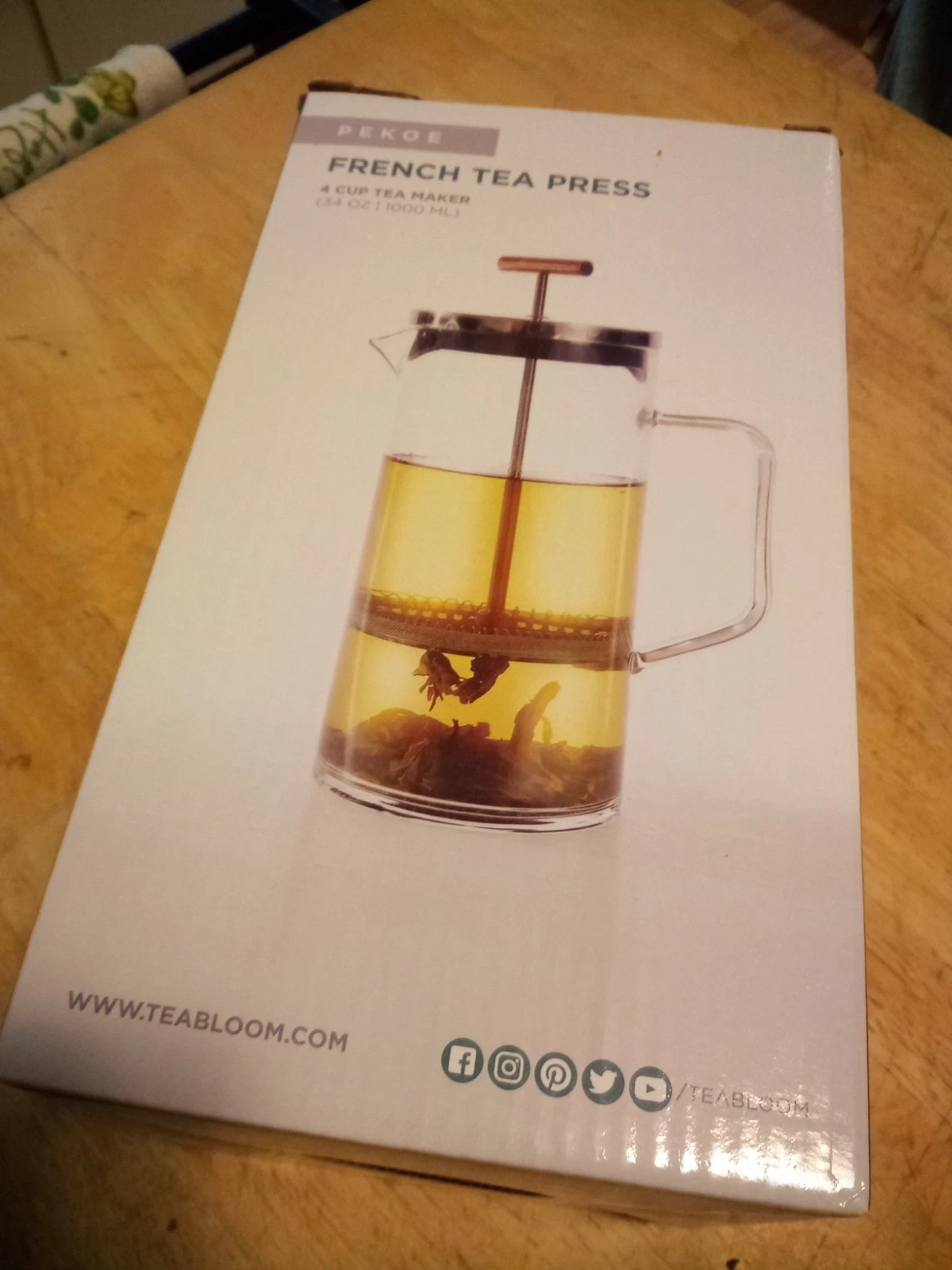 Teabloom Pekoe Tea Press With Copper Handle 4 Cup Tea Maker 34oz | 1000ml