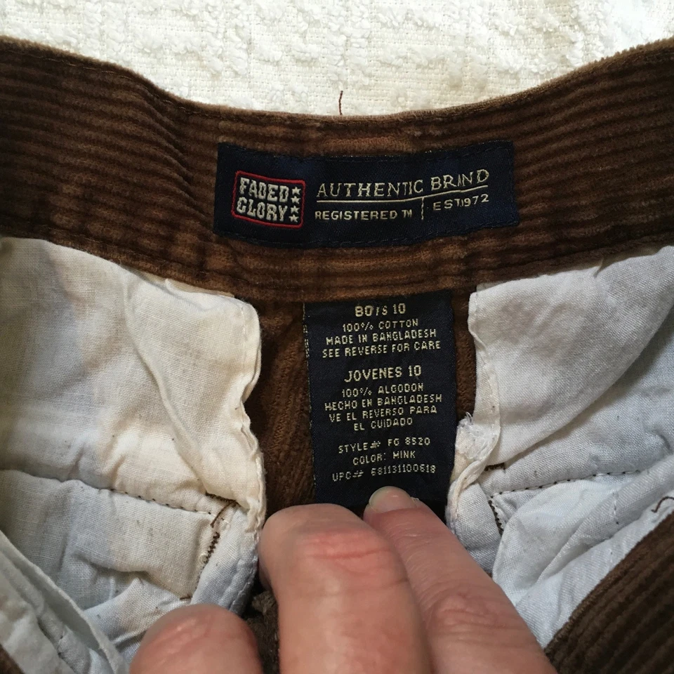 Pantalones cargo de pana Faded Glory para niños talla 10 marrón Foto 2 de 4