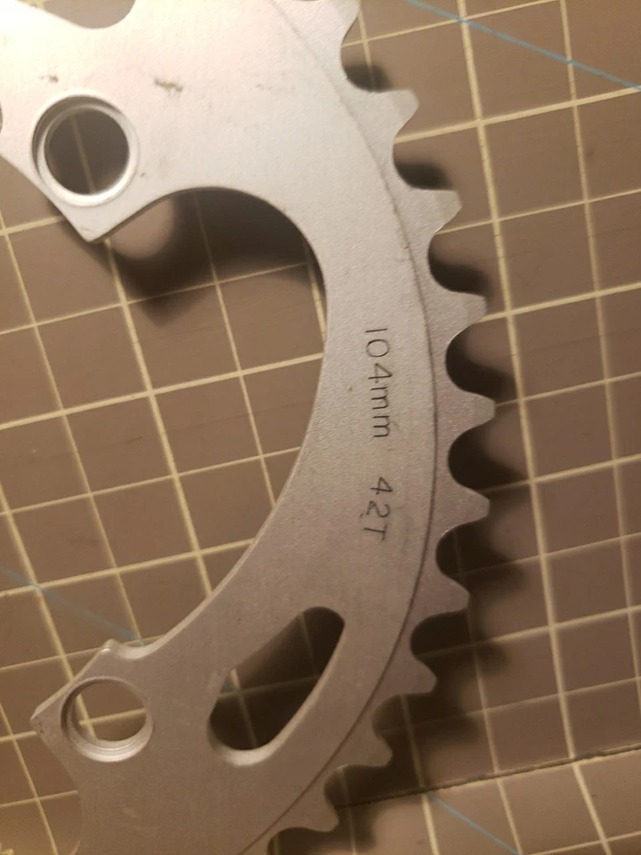 NOS Rocket Rings 42 T Chainring 104mm BCD Silver 6061 MTB Made in the USA - Image 3 of 4