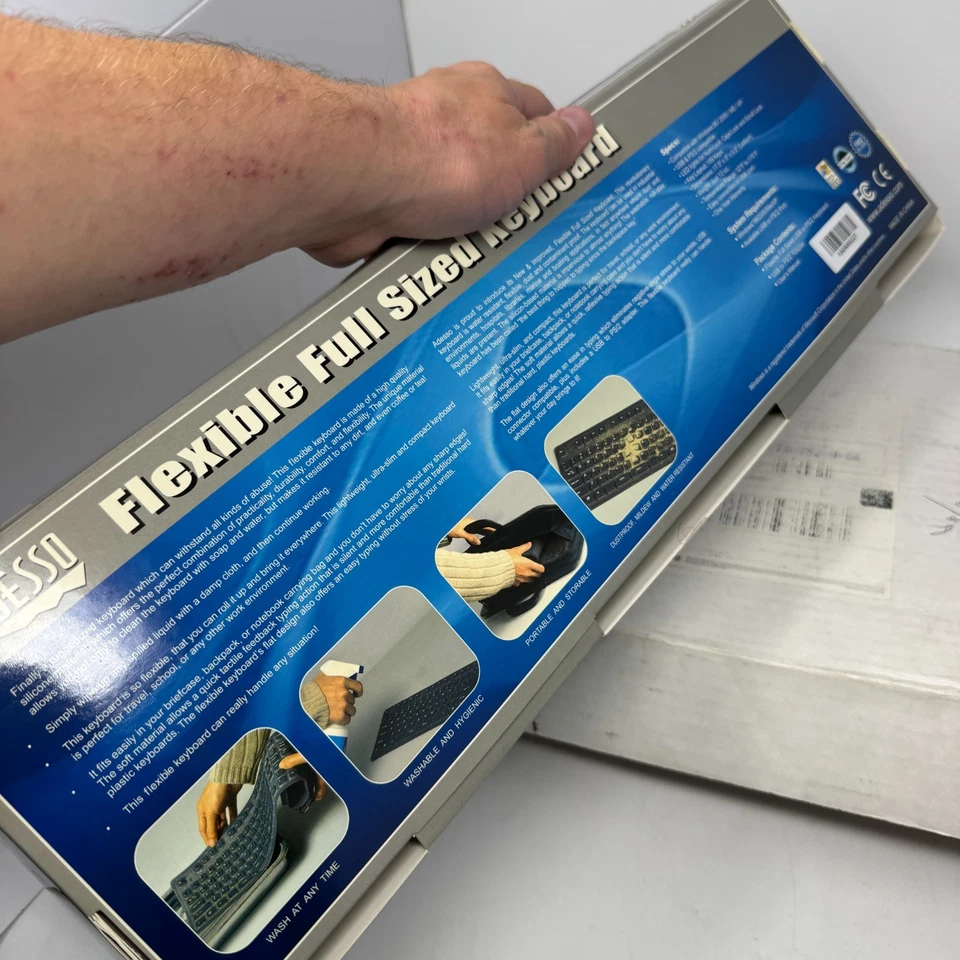 NEW ADESSO WATER PROOF FULL SIZED FLEX KEYBOARD USB OLD STOCK LIMITED 500 - Image 4 of 4