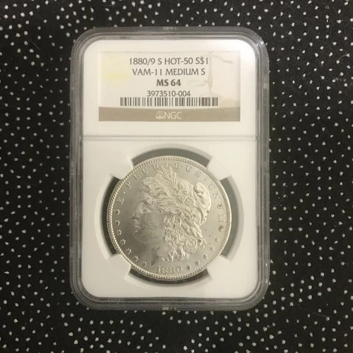 1880/9 S MORGAN DOLLAR HOT-50 VAM-11 ERROR COIN GRADED MS 64