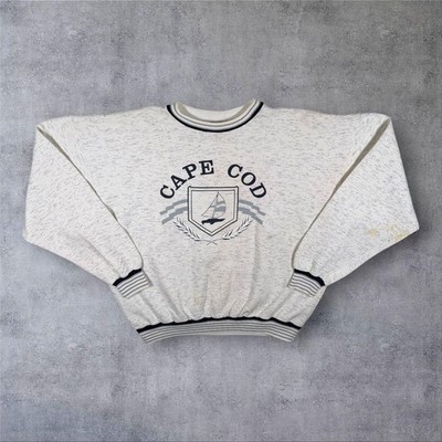 Vintage Cape Cod USA Tourist Spellout Maritim Graphic Grey Sweatshirt XL