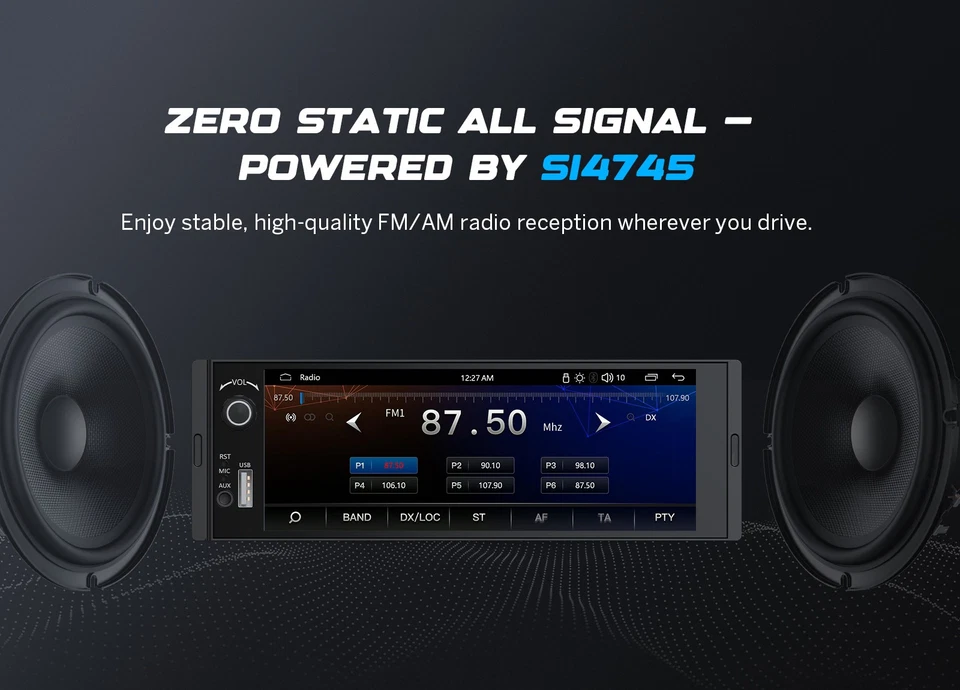 CAM+ 1DIN 6.36" Apple CarPlay Android Auto Car Stereo Radio Head Unit Multimedia - Image 3 of 4