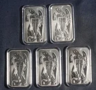 FIVE (5) SCOTTSDALE ARCHANGEL 1 OZ .999 SILVER BAR ( 5 OZ TOTAL)  LOT 160335