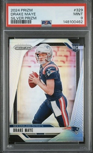 2024 Panini Prizm Drake Maye #329 Silver Prizm PSA 9 Rookie Patriots