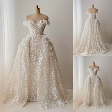 Beach Wedding Detachable Overskirt Lace Tulle Rmovable Train Bridal Sweep Train