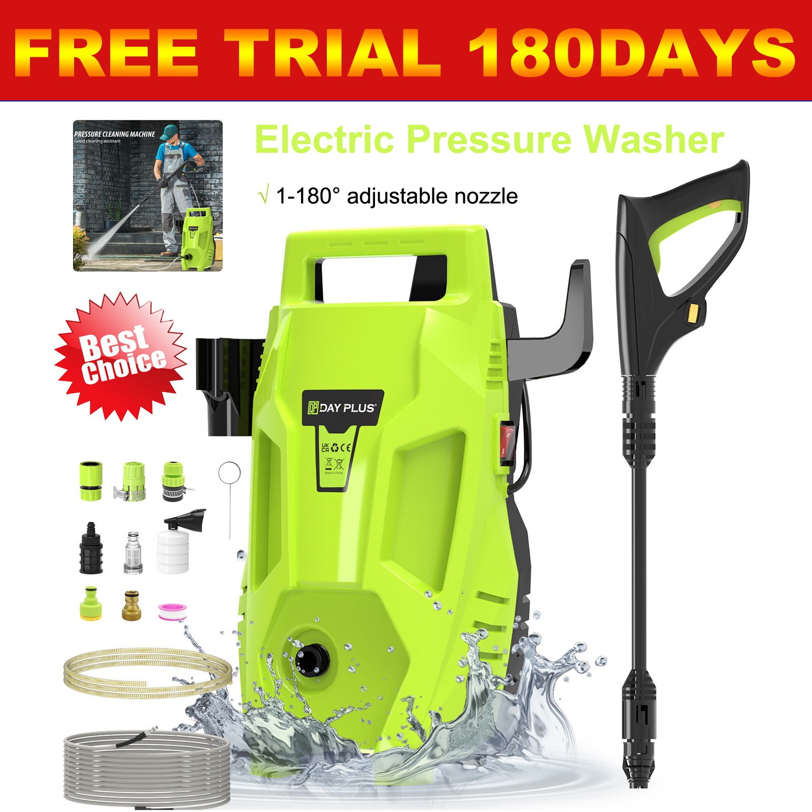 2026 Electric High Pressure Washer 3000 PSI Power Jet Wash P