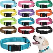 Buryeah 12 Pieces Nylon Dog Collar Bulk, Adjustable Dog Collars with Quick Relea