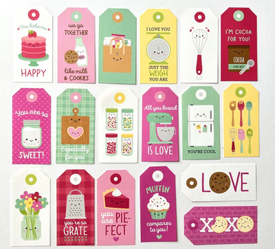 18 BAKE ME HAPPY - MADE WITH LOVE CARDSTOCK TAGS DOODLEBUG COLLECTION