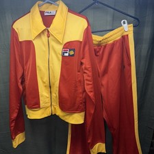 FILA X Whaffle Tracksuit Rare Set Jacket Med, Pants Small Orange Women s Clean