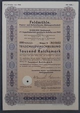 Feldm&uuml;hle, Papier- und Zellstoffwerke AG 4 % Anleihe Gruppe 15 1943 1000 RM