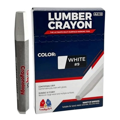 Lumber Crayons   White, Pack of 12 | Hexagonal Construction Marking Crayons f...