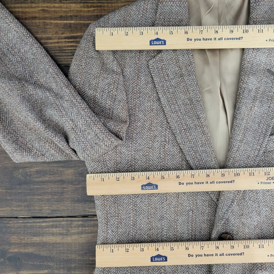 Винтажный мужской Твид стиль Sport пальто Blazer две кнопки коричневый елочка 36R - Изображение 2 из 4