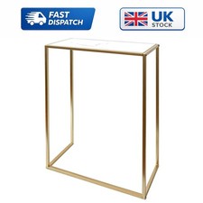 Versatile Decorative Console Table - White Marble with Gold Frame 76x56x26cm