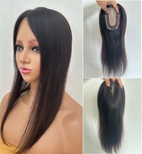 3.15"x5" Mono Silk 100 Fine Virgin Human Hair Topper for Women Clip in 8" 18"