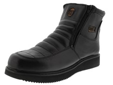 Mens Black Work Boots Leather Slip Resistant Zipper Soft Toe Durable Size 6-11.5