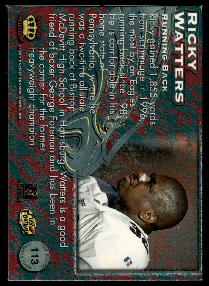 1997 Pacific Dynagon Prism #113 Ricky Watters - Image 2 of 2