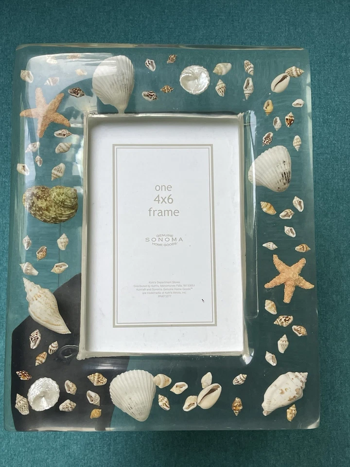 Marco acrílico Seashell Lucite 4x6 océano playa casa vida marina para fotografía Foto 2 de 4