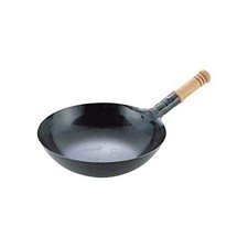 Yamada Kogyosho Wooden Handle Wok Iron 27cm Hand-Forged 1.2mm Thickness