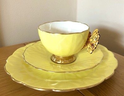 Aynsley Schmetterlingshenkel Teetasse, Untertasse & Teller 