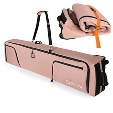 Ski Bag with Wheels,Padded Snowboard Bag for Air Travel,600D 190cm Pink