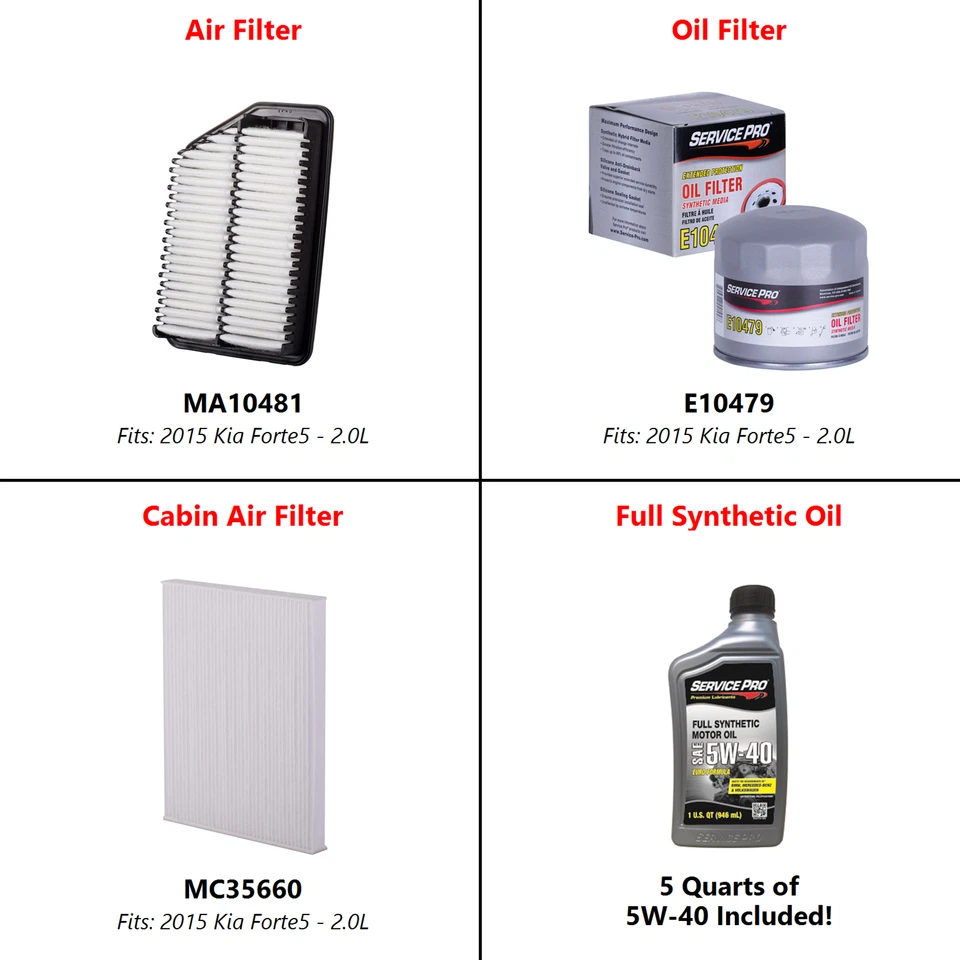 2015 Kia Forte5 2.0L Complete Air, Oil & Cabin Filter Kit (5W-40) - Image 2 of 4