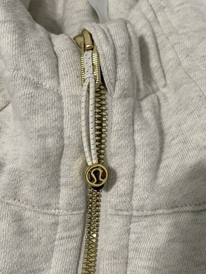 LULULEMON - SCUBA FULL ZIP HOODIE - MEDIUM - HEATHERED LIGHT IVORY