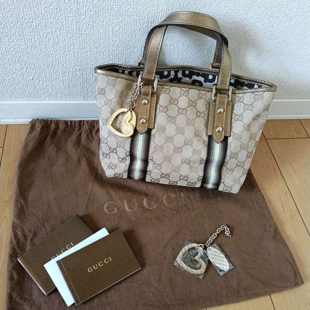 GUCCI Mini Tote Bag GG Canvas Vintage Leather Strap Women's Authentic thumbnail 2