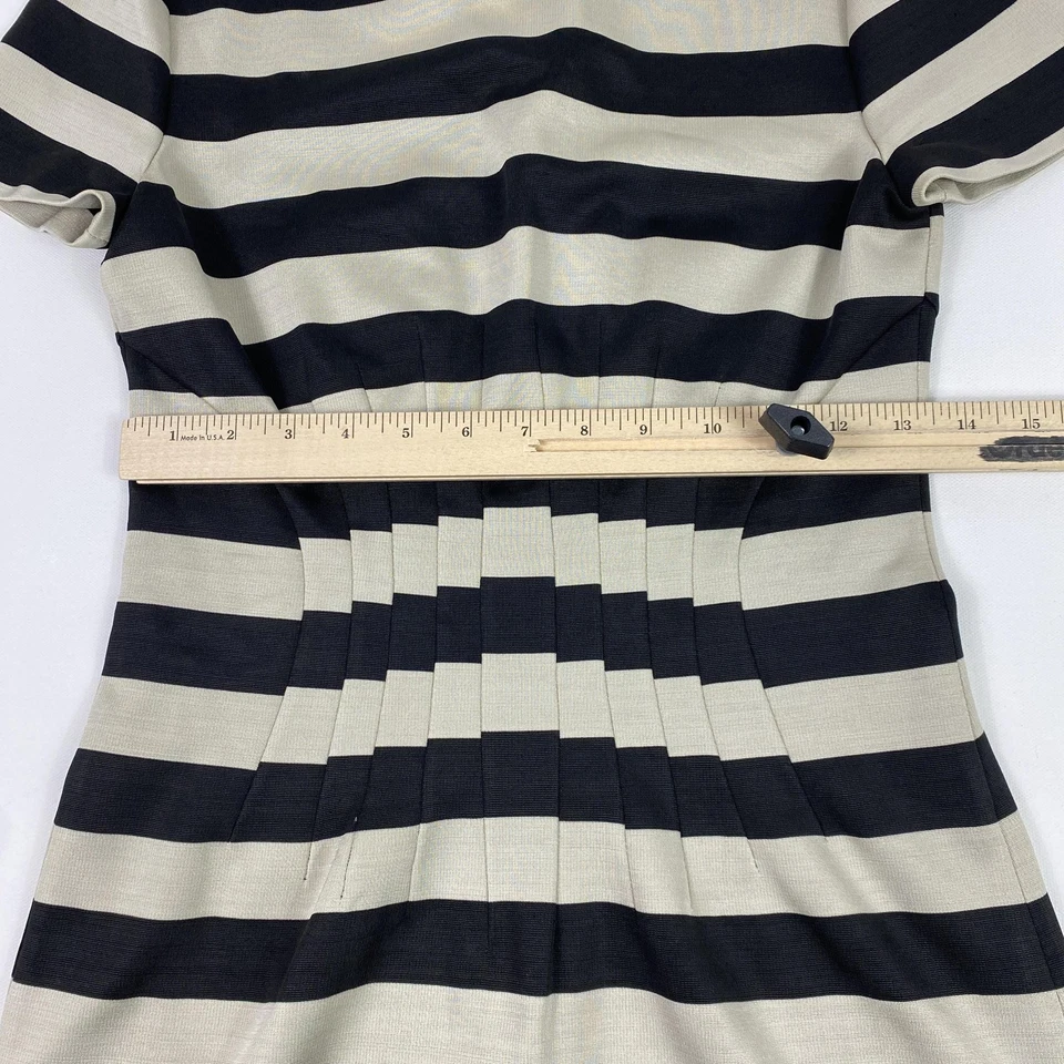 Diane von Furstenberg 连衣裙女式 2 黑色棕褐色红色条纹修身短袖 — 第 3/4 张图片