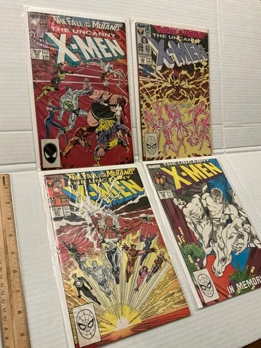 Vintage X-Men Comic Book Lot Issues # 225 226 227 & 228 Marvel 1980s Wolverine