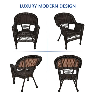 Jeco 5 Piece Wicker Patio Dining Set in Espresso and Orange