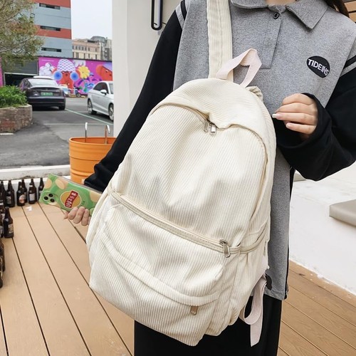 Aesthetic Backpack Cute Backpack Corduroy Backpack School Supplies Laptop Bag... - Picture 4 of 9
