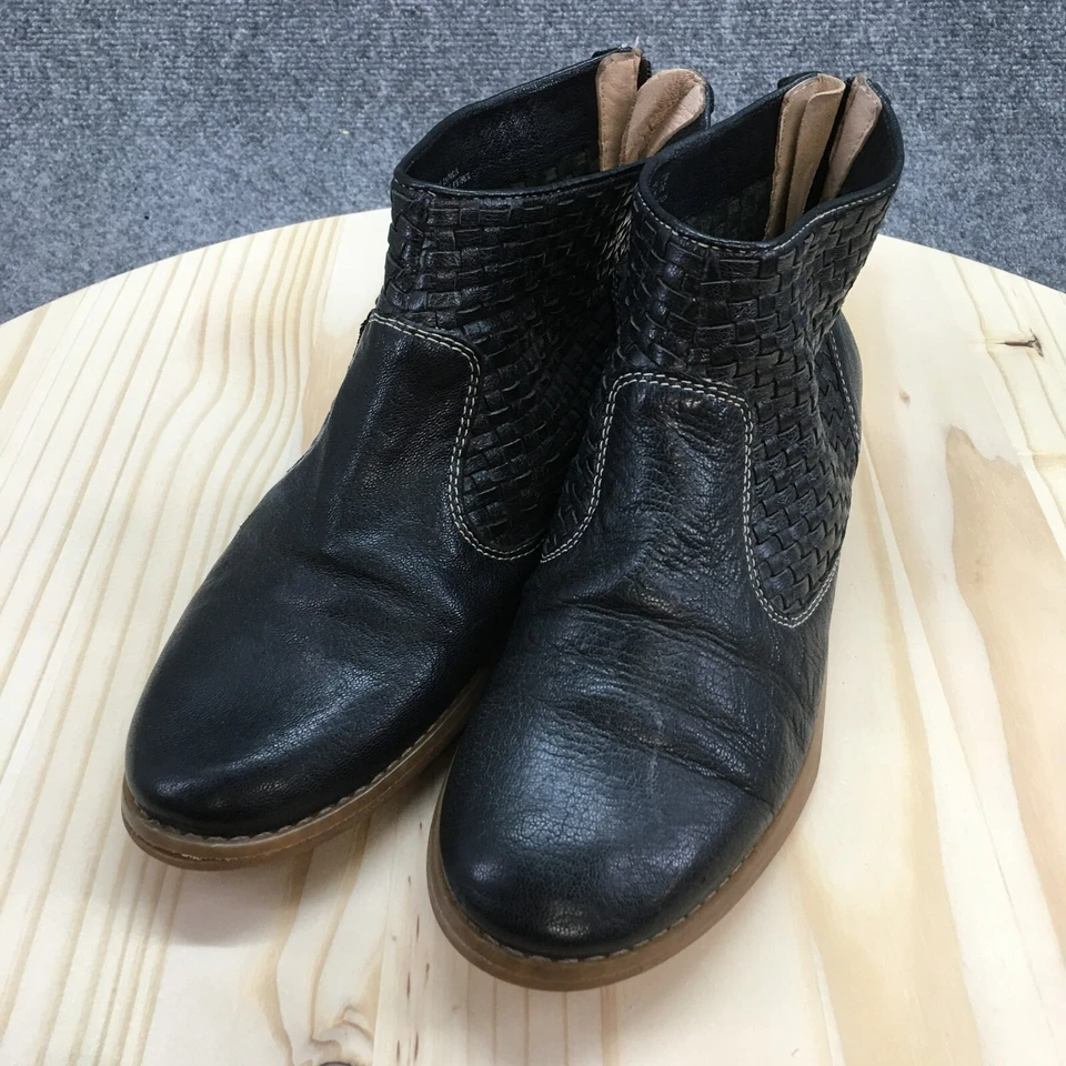 Botas Hush Puppies para mujer 8,5 M botines al tobillo negras punta almendra cremallera trasera tejidas Foto 3 de 4