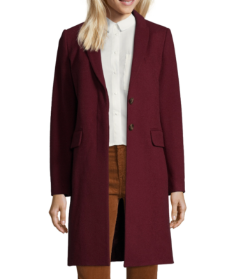 Manteau En Laine Rouge Benetton Pour Femme - Taille L - Occasion Très Bon État