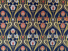 Mackintosh Nouveaux Deco  Navy Blue Red  Curtain Blind Upholstery Fabric