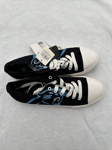 FOCO CAROLINA PANTHERS Glitter Women SHOES 10 BIG LOGO LOW TOP CHUCK STYLE BLACK - Picture 5 of 7