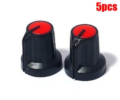 5Pcs With Red Pointer Black Knob 15Mm For Potentiometer Ic New sr