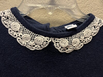 Janie And Jack Navy Blue Sweater Lace Collar 12 | eBay