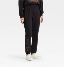 Women's Large Def Leppard Jogger Graphic Elastic Waist Fleece Pants NWT