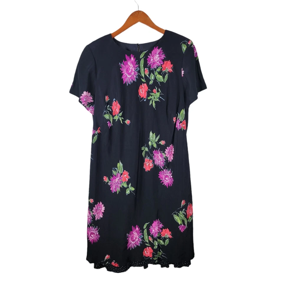 Vestido de fiesta vintage años 90 talla 18 grunge alt floral púrpura rosa negro en capas Foto 2 de 4