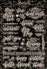 Graphic45 SENTIMENT Clear Stamps Set of (38pcs) scrapbooking CARD MAKING journal