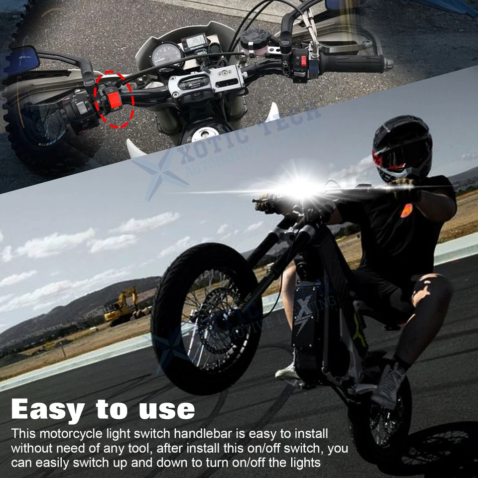 7/8′′ Impermeable Motocicleta ATV Manillar Pulsador Interruptor Montaje Palanca DC12V Foto 3 de 4