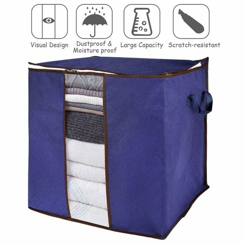 3Pcs Large Clothes Storage Bags Organizer for Clothes Duvets Blankets with Zips - Picture 8 of 12