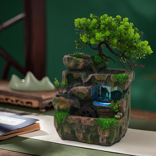Corded Desktop Rockery Fountain Desk Waterfall FengShui Water Sound Indoor Decor - Picture 2 of 24