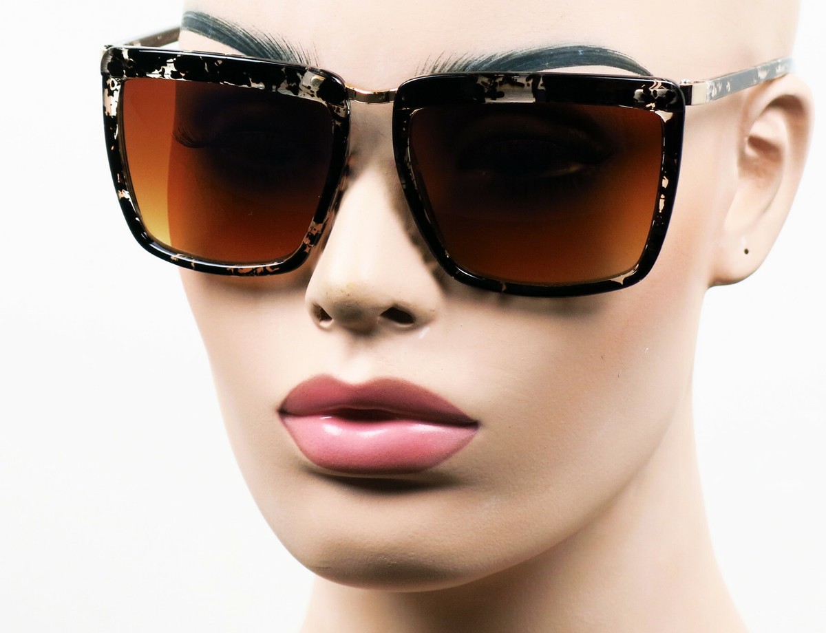 Large Vintage Style Square Large Sunglasses Tortoise/Marble  display picture 3