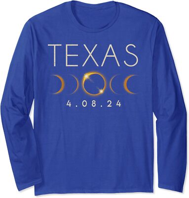 Solar Eclipse 2024 State Texas Total Solar Eclipse Long Sleeve Tshirt